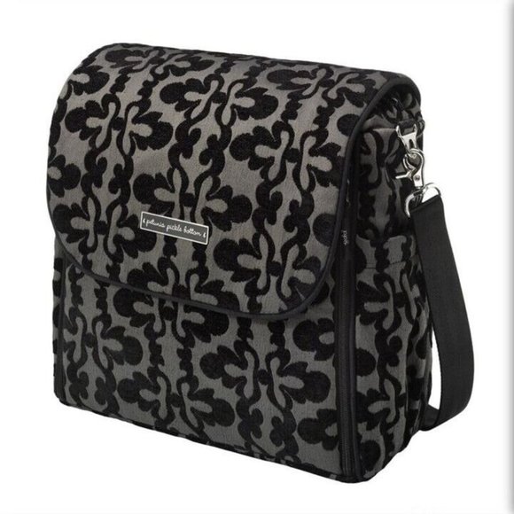 Petunia Pickle Bottom Handbags - Petunia Pickle Bottom Boxy Chenille Black Backpack Blackberry Sage